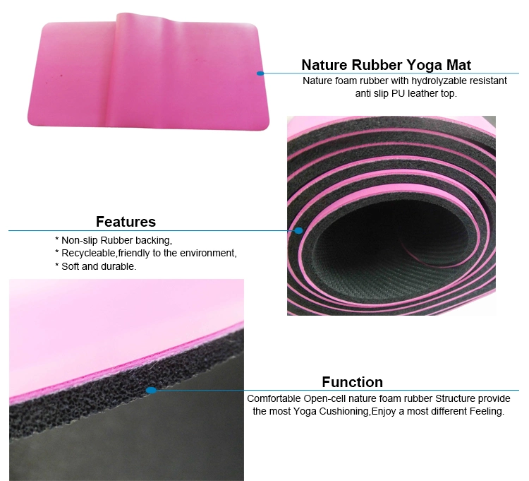 Custom Laser Log PU Non Slip Exercise Rubber Yoga Mat