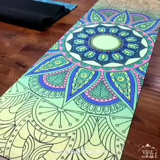 Tapete de ioga de camurça vegana com estampa UV de mandala personalizada para ginástica antiderrapante com logotipo